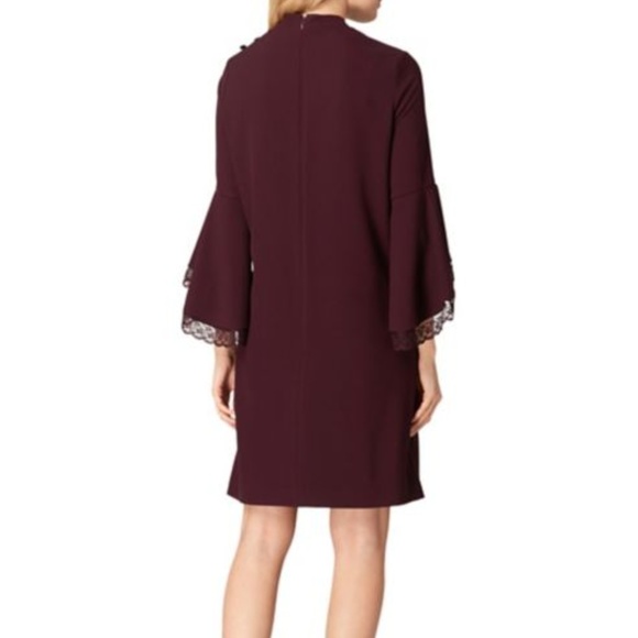NWT Tahari ASL Purple Lace Bell Sleeve Shift Dress - Picture 2 of 2